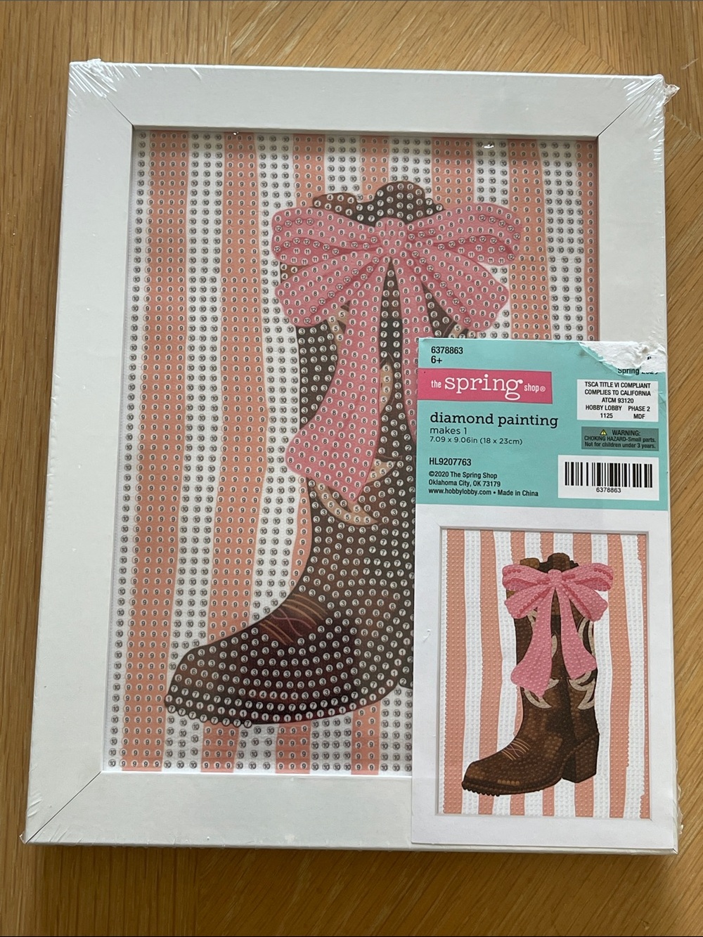 Diamond Painting Boot with Pink Bow Wall Art NWT
